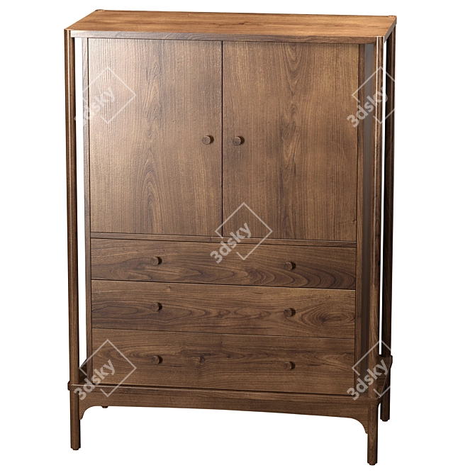 Elegant Walnut Grove Storage Chest 3D model image 3