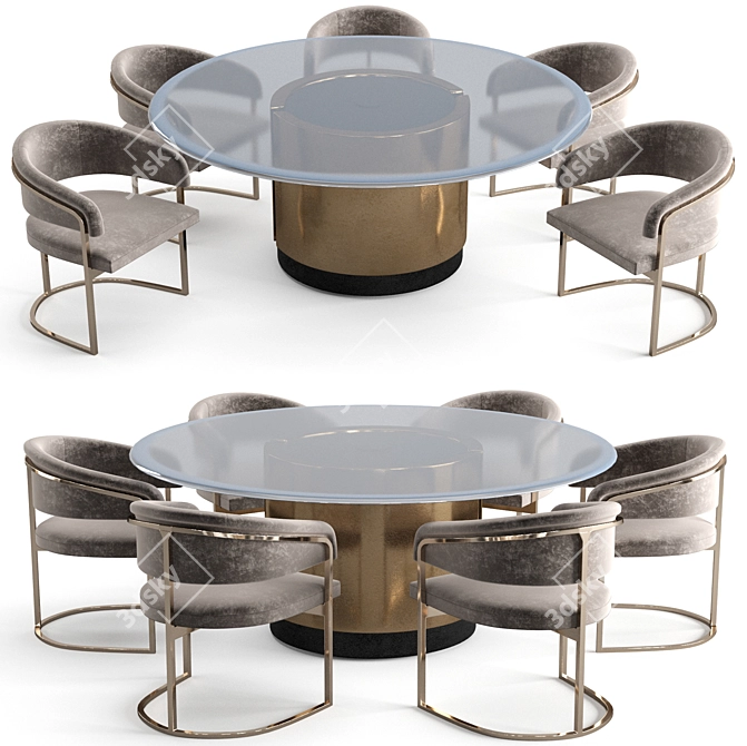 Elegant Visionnaire Dining Set 3D model image 1