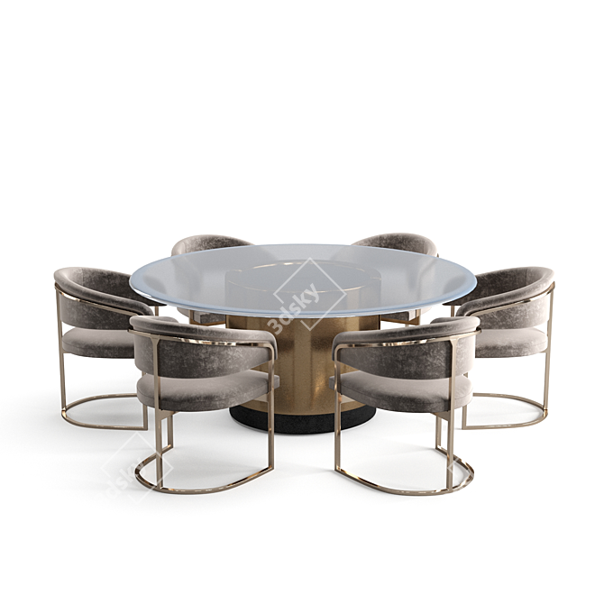 Elegant Visionnaire Dining Set 3D model image 3