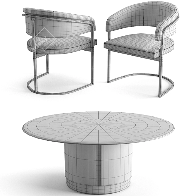 Elegant Visionnaire Dining Set 3D model image 5