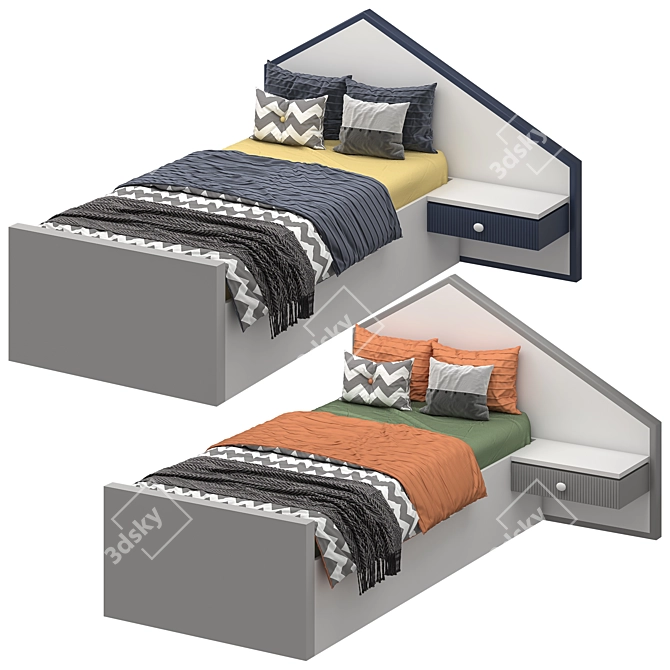 Dual Color Archive Bed - 90 x 200 cm 3D model image 1