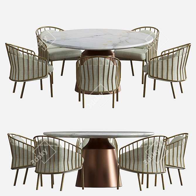 Modern Dining Set - Elegant & Functional 3D model image 1