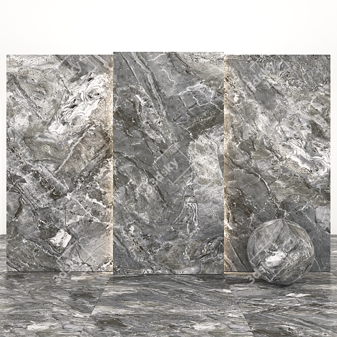 Elegant Bergama Dark Marble: Versatile Slabs & Tiles 3D model image 2