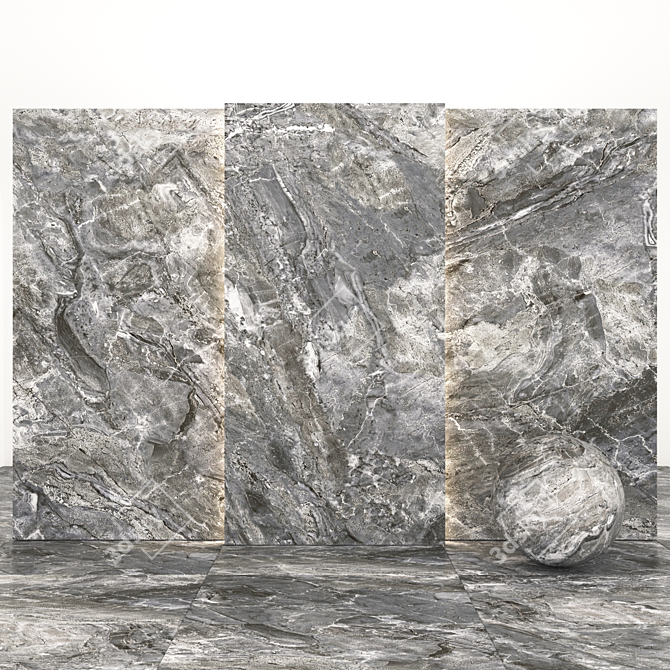 Elegant Bergama Dark Marble: Versatile Slabs & Tiles 3D model image 3