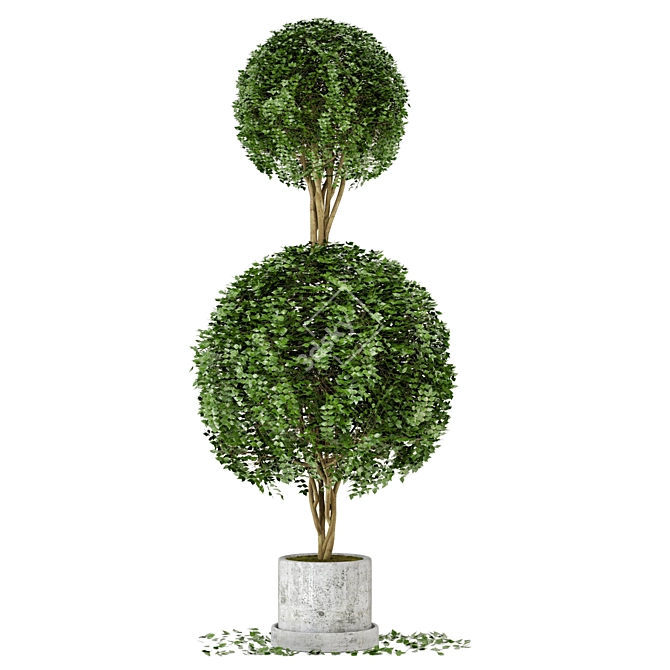 Concrete Pot Outdoor Plants - Double Ball (Set of 31) 3D model image 3