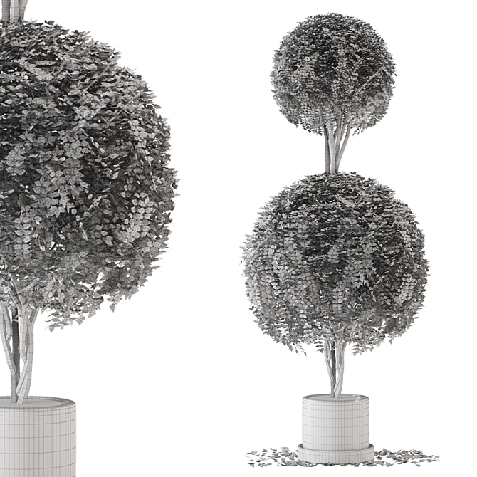 Concrete Pot Outdoor Plants - Double Ball (Set of 31) 3D model image 5