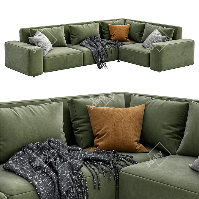 Modern Cross Design Sofa 3D model image 2