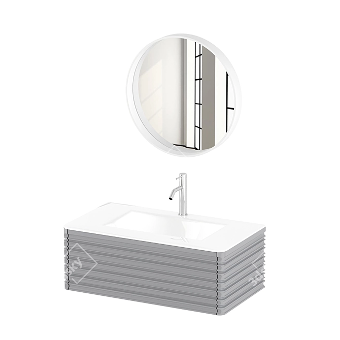 Sleek and Modern Ernie Bathroom Vanity 3D model image 2