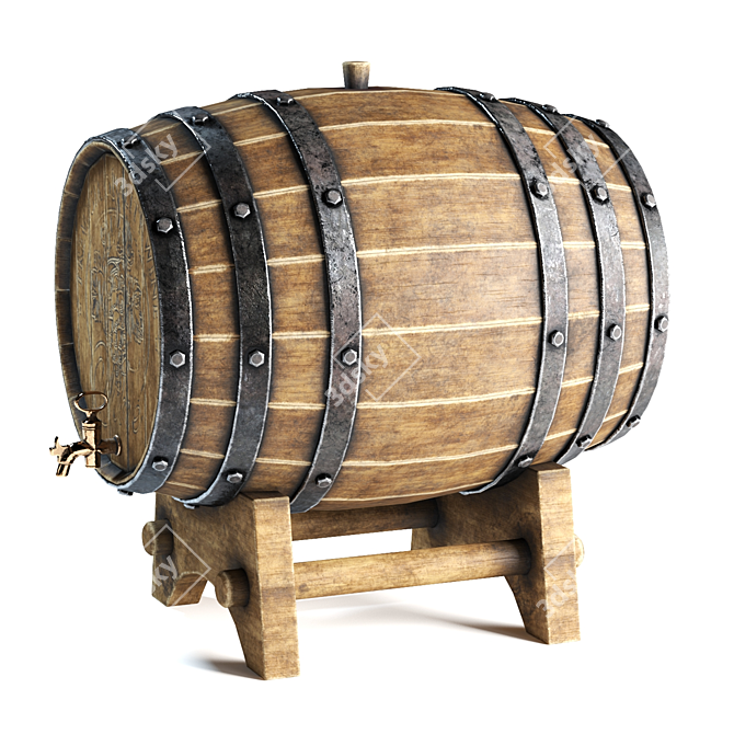 Rustic Wine Barrel - 4096 Textures 3D model image 2