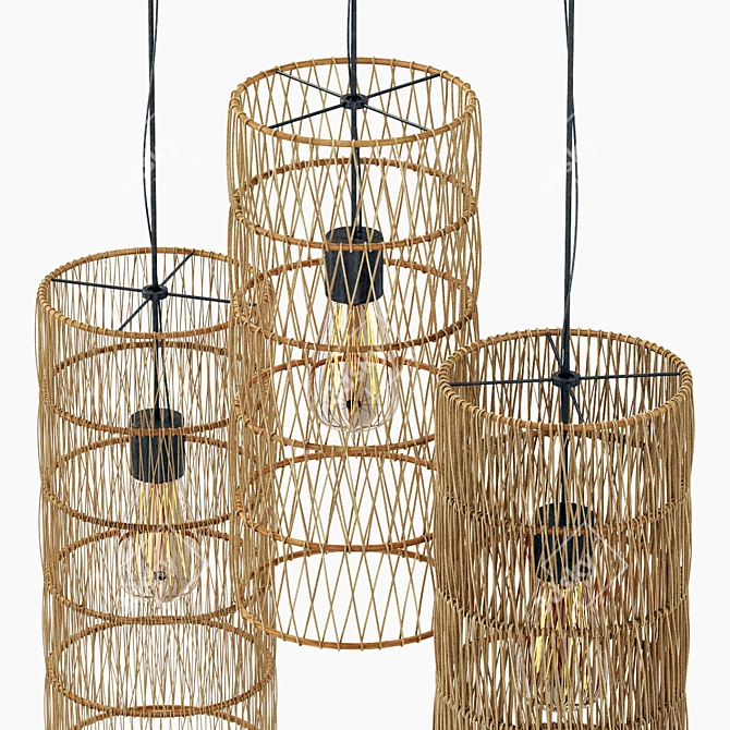 Rotang Rattan Wicker Wood Lamp 3D model image 6