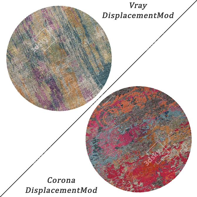 Round Carpets Set: Versatile, High-Quality Rugs 3D model image 2