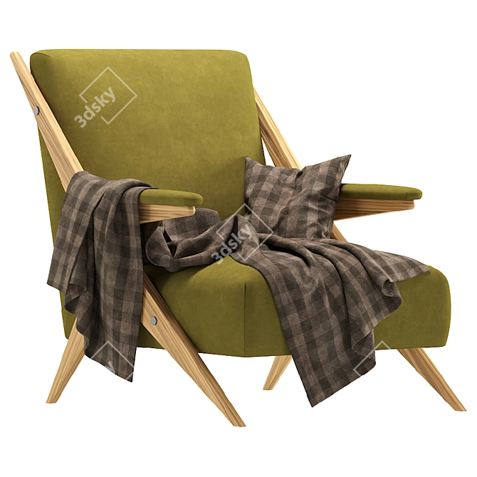 Italian Modernist Velvet Lounge Chairs 3D model image 1