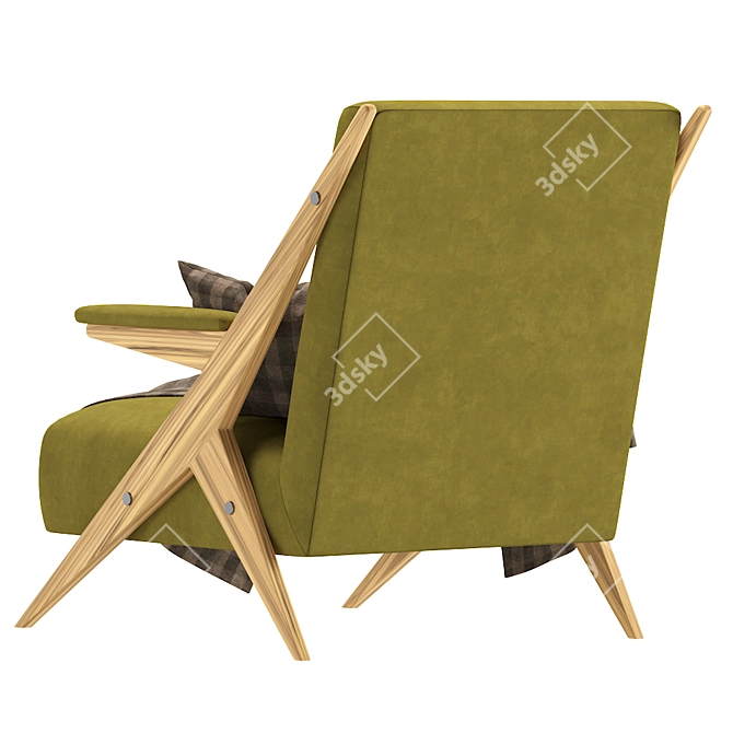 Italian Modernist Velvet Lounge Chairs 3D model image 2