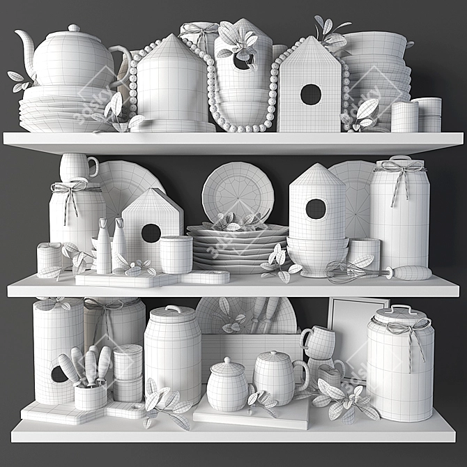 Smooth Kitchen Essentials Set 3D model image 4