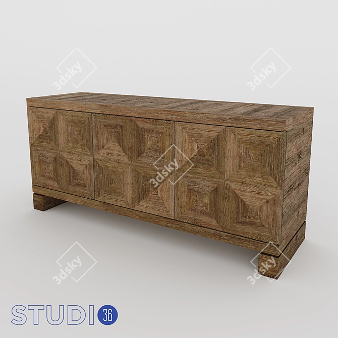 Vintage Wooden Sideboard by Dialma Brown 3D model image 1