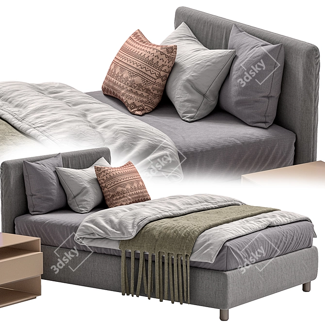 Flou Natturno Bed: Elegant and Functional 3D model image 4