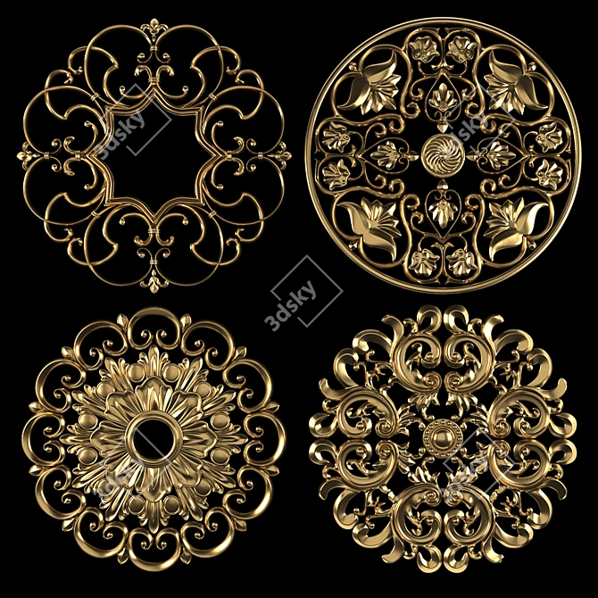 Elegant Decorative Wall Rosettes 3D model image 2