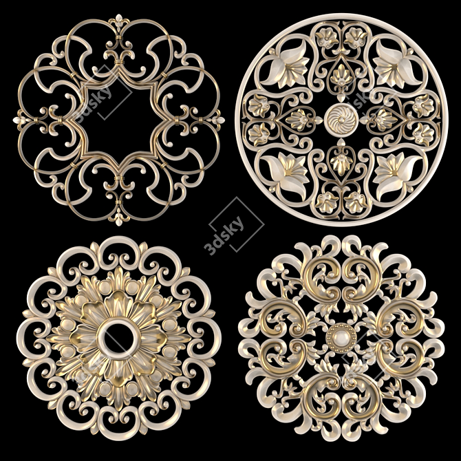 Elegant Decorative Wall Rosettes 3D model image 3