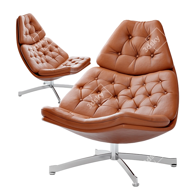 Modern Buttoned Leather Armchair 3D model image 1