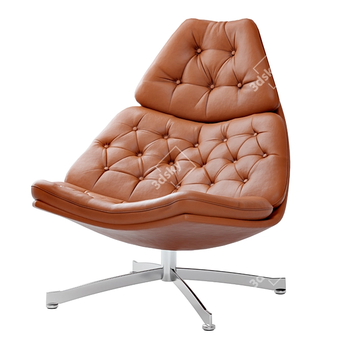 Modern Buttoned Leather Armchair 3D model image 4