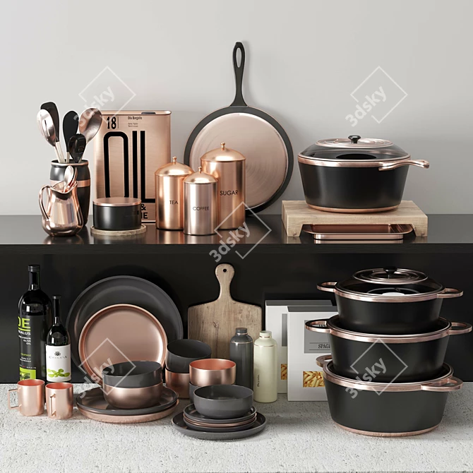 Copper Culinary Collection 3D model image 1