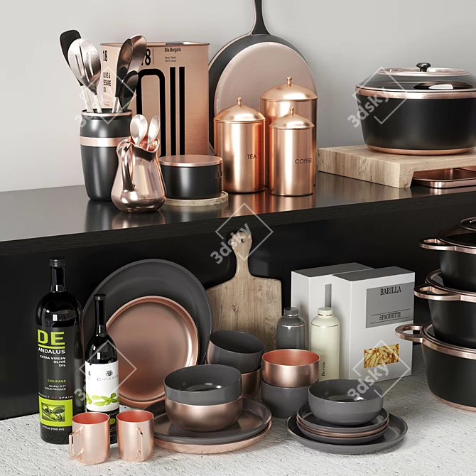 Copper Culinary Collection 3D model image 2