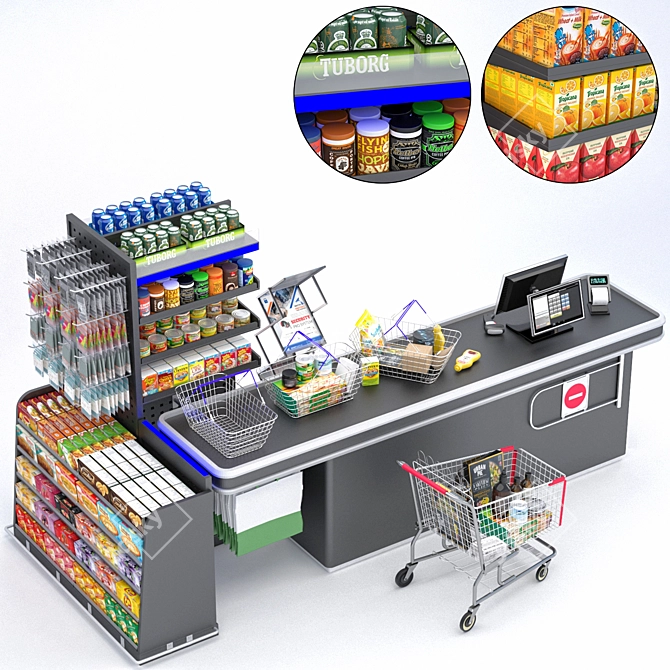 Title: High-Quality Checkout Counter 3D model image 1