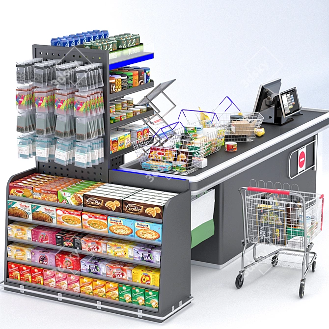 Title: High-Quality Checkout Counter 3D model image 2
