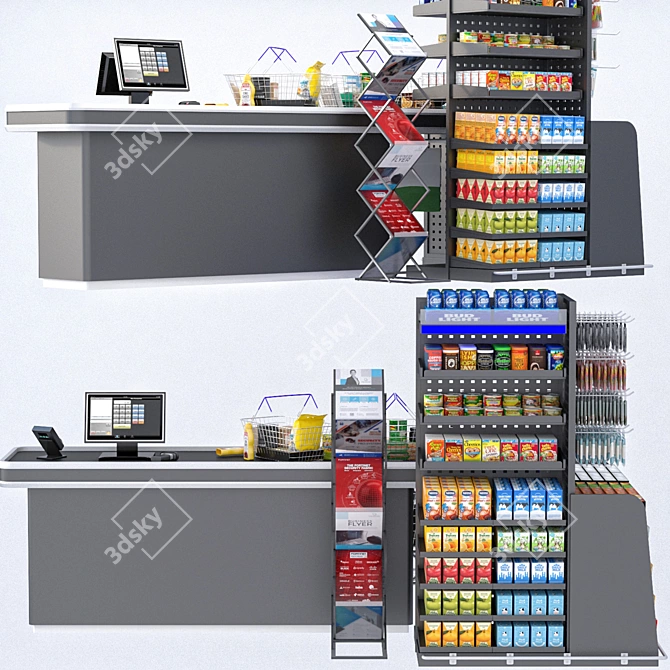 Title: High-Quality Checkout Counter 3D model image 3