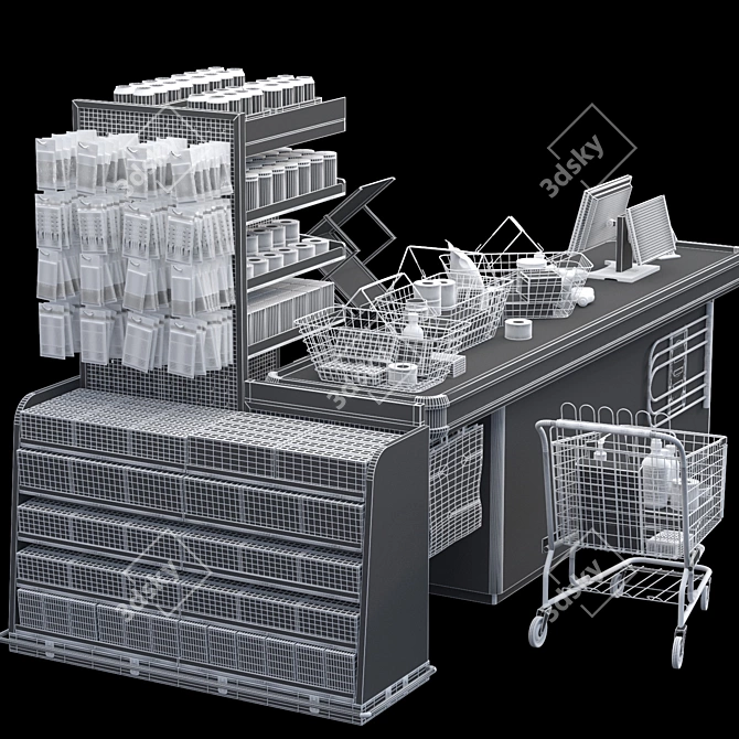 Title: High-Quality Checkout Counter 3D model image 4
