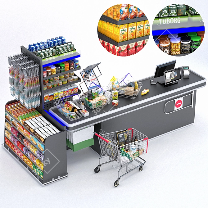 Title: High-Quality Checkout Counter 3D model image 5