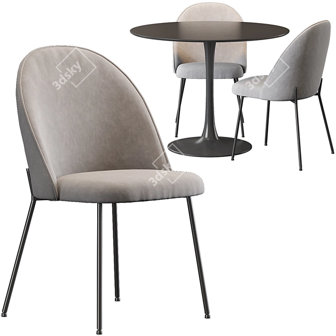 Elegant Dybvad Chair & Ringsted Table 3D model image 1