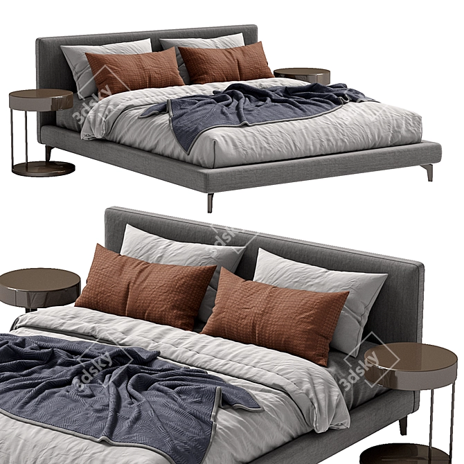 Meridiani Bed STONE UP: Stylish and Functional 3D model image 1
