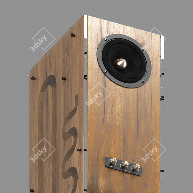 Vintage Wooden Speaker 3D model image 2