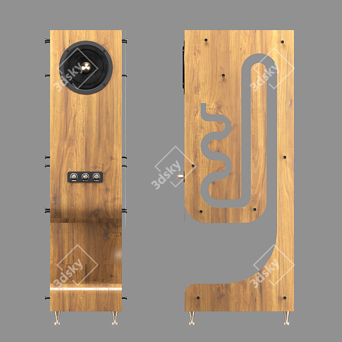 Vintage Wooden Speaker 3D model image 4