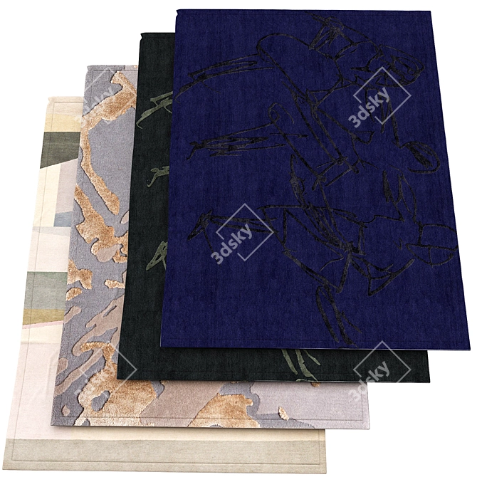 Modern Designer Rugs - 4 Unique Designs 3D model image 1