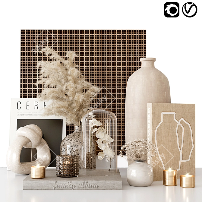 Versatile Decor: Family Album, Candles, Vases & More 3D model image 1