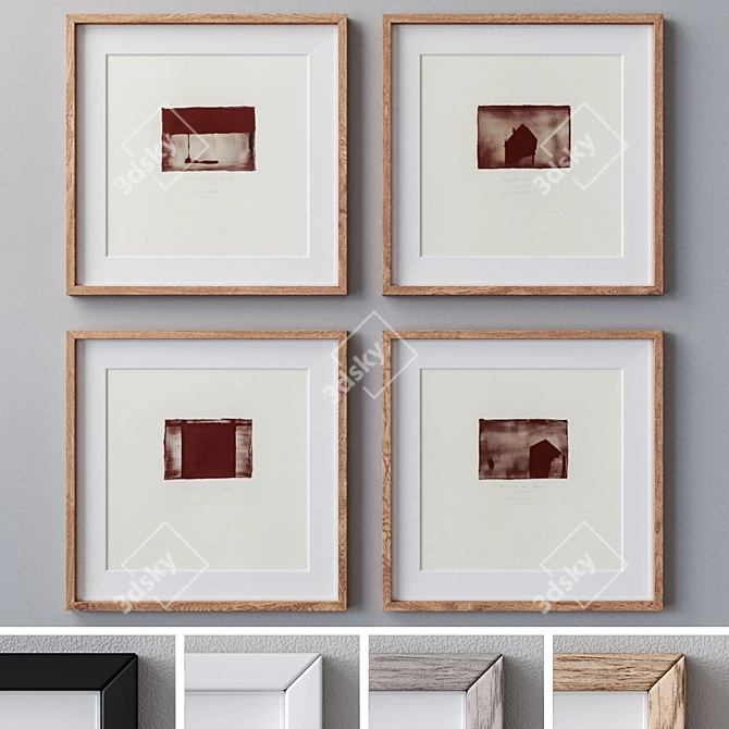 Versatile Multi-color Photo Frame Set 3D model image 1