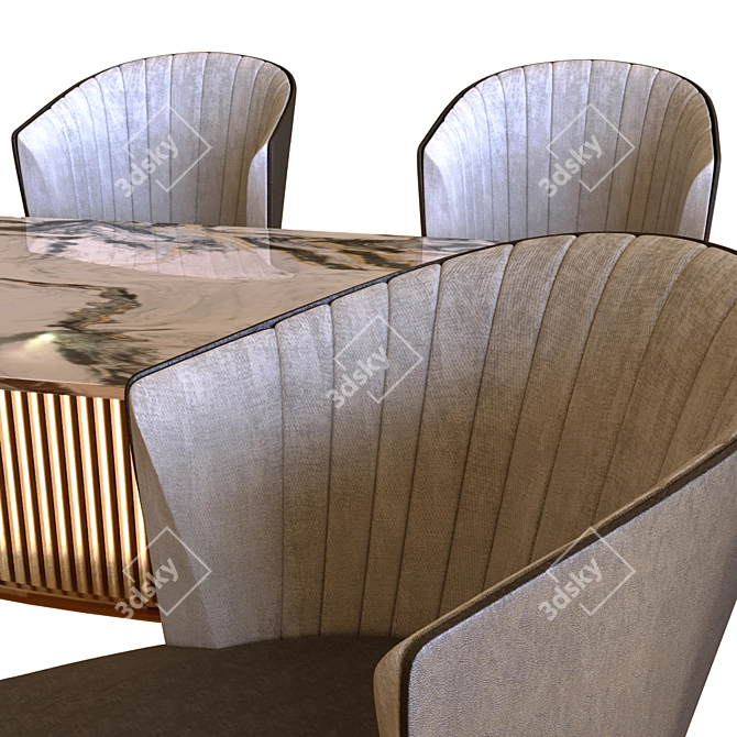 Elegant Chair Table Set 3D model image 5