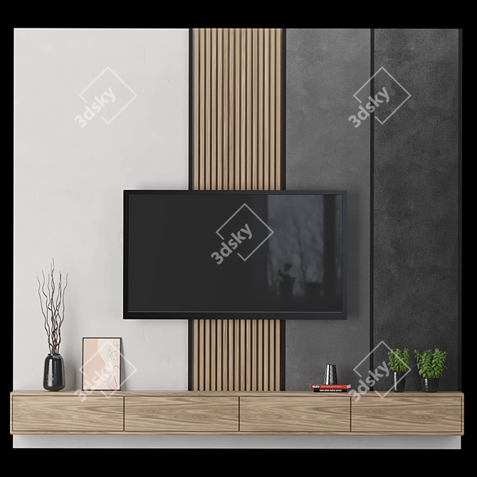 Ultra High Res TV Wall 34: Editable & Render-Ready 3D model image 1