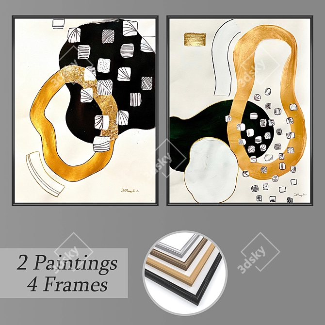 Title: Elegant Wall Art Set 3D model image 1