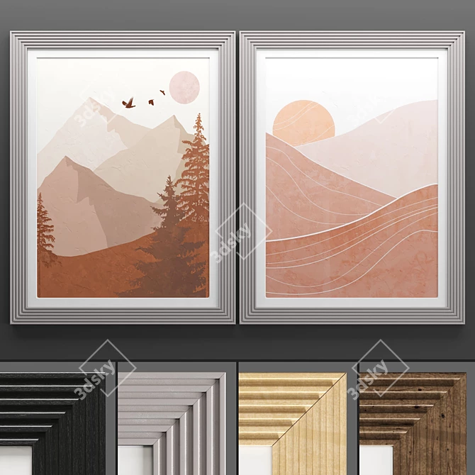 Modern Art Frame Set 3D model image 1