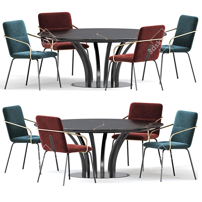 Elegant Honore Table Chair 3D model image 1