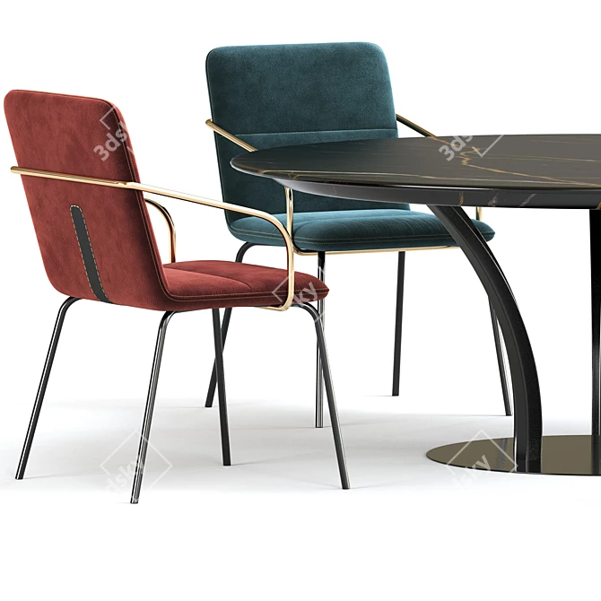 Elegant Honore Table Chair 3D model image 2