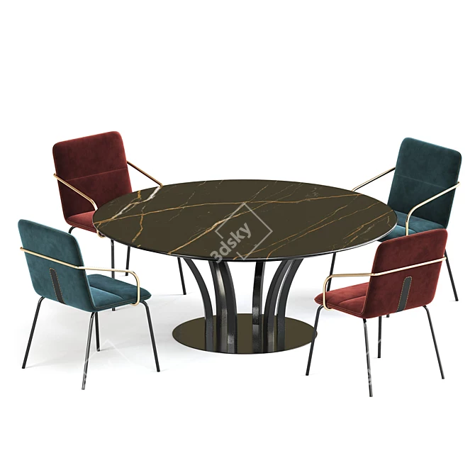 Elegant Honore Table Chair 3D model image 3