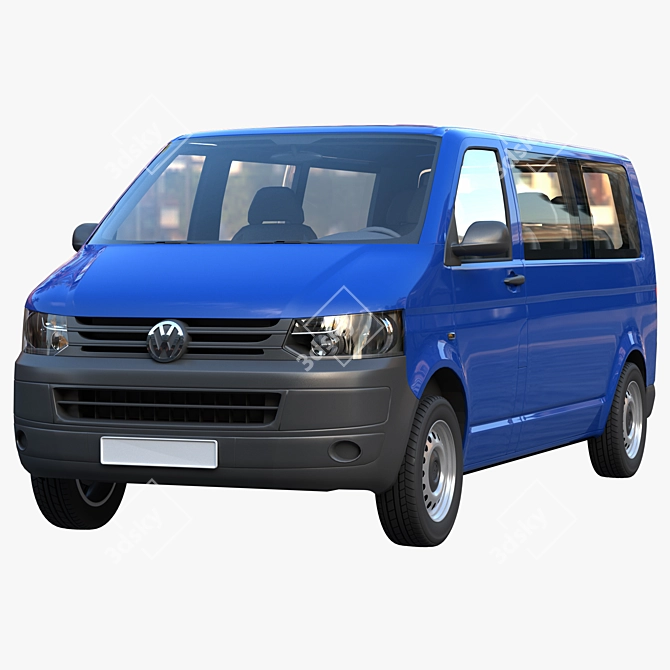 VW Transporter T5: Spacious 9-Seat Minibus 3D model image 1