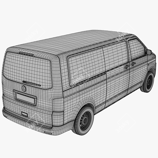 VW Transporter T5: Spacious 9-Seat Minibus 3D model image 5