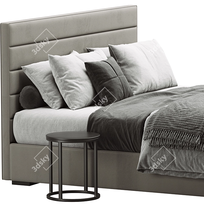 Luxury Modena Panel Fabric Bed 3D model image 2