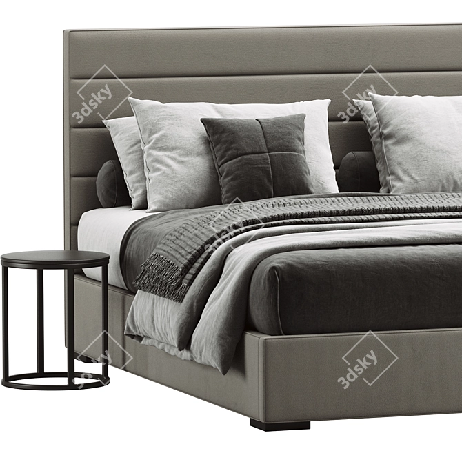 Luxury Modena Panel Fabric Bed 3D model image 5