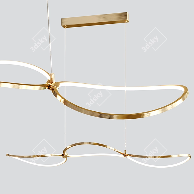 Elegant Gold Metal LED Chandelier 3D model image 1